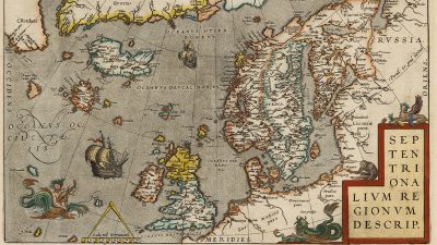 Antiikkikartta Pohjanmerestä ja Itämerestä