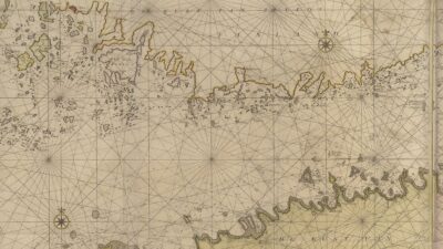 Historiallinen merikartta vuodelta 1788 (Van Keulen), joka esittää Turun rannikkoa ja saaristoa täynnä ruorilinjoja, kompassiruusuja ja kellertäviä vanhan kartan sävyjä.